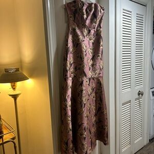 Lulu's Gowning Around Mauve Floral Jacquard Strapless Maxi Dress